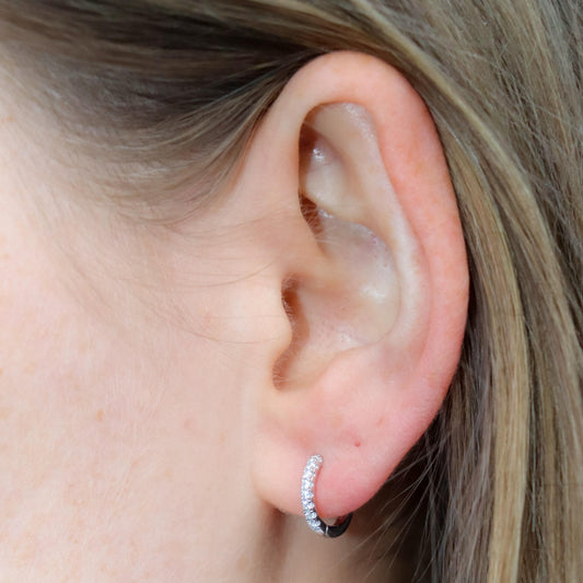 Crystal Huggies in Silver