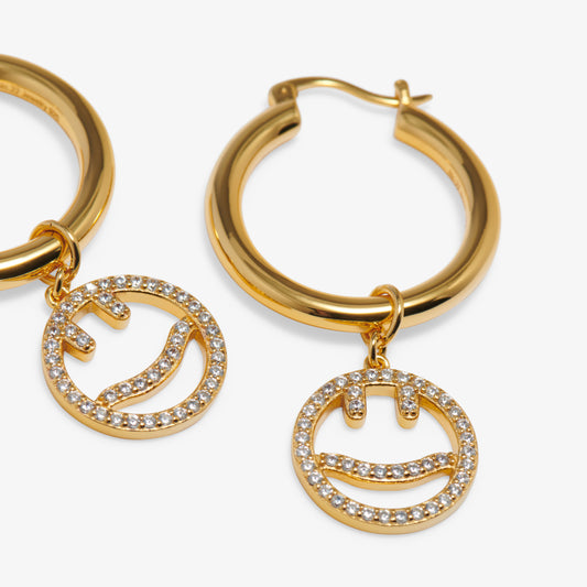 Smiley Charm Hoops