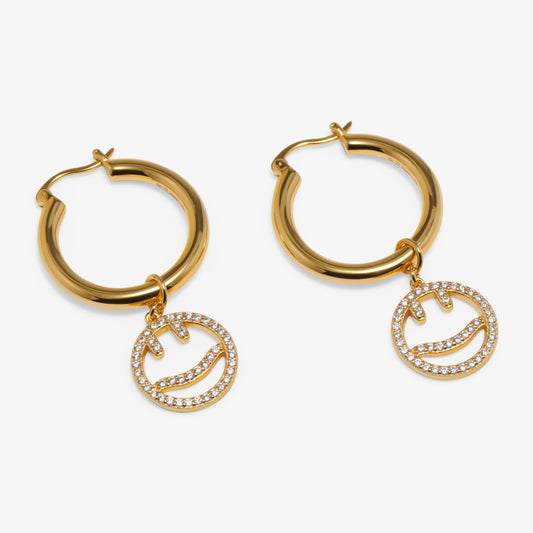 Smiley Charm Hoops