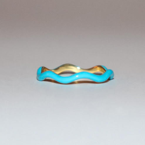 Blue Enamel Wave Ring
