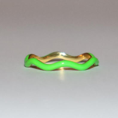 Green Enamel Wave Ring