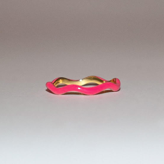 Pink Enamel Wave Ring