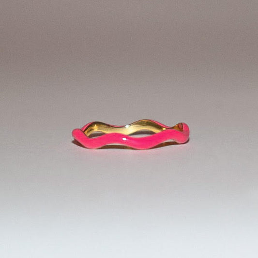 Pink Enamel Wave Ring